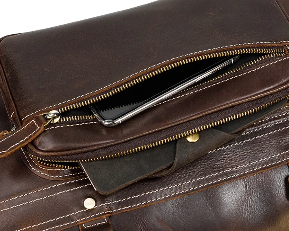 leather carry on duffel bag